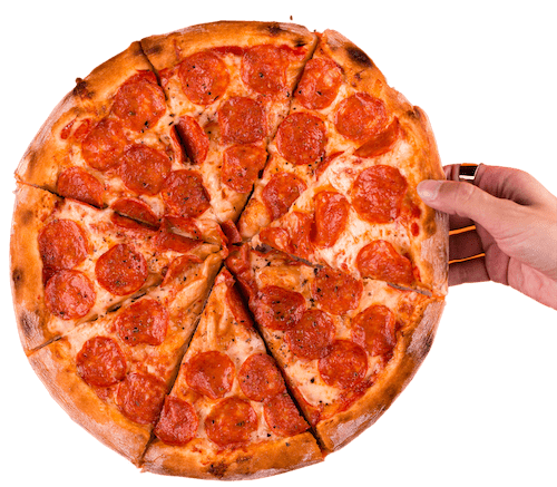 Pepperoni Pizza with hand